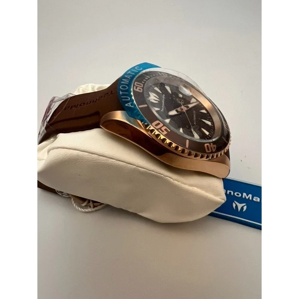 #W043TechnoMarine Manta TM-219089 Automatic Mens 42mm Brown Rose Gold Dive Watch